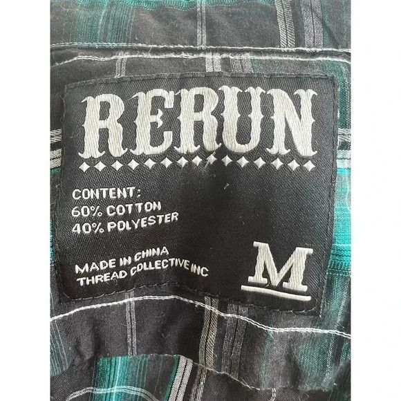 Rerun long sleeve button up medium green plaid - Picture 5 of 5
